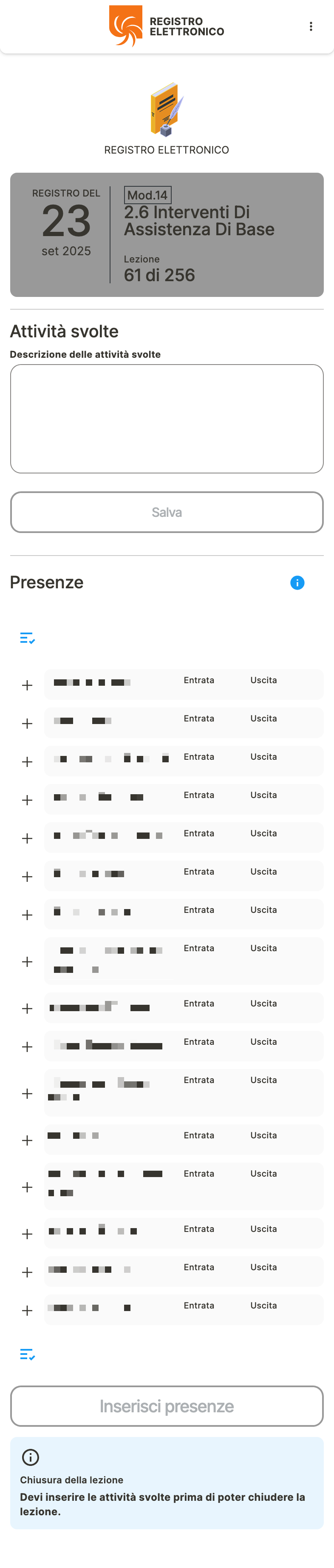 Pagina del profilo dell'utente