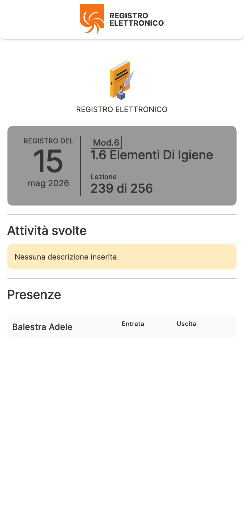 Pagina del profilo dell'utente