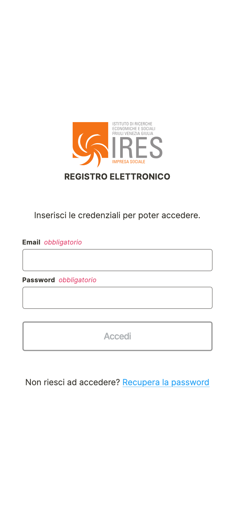 Pagina di accesso al Registro Elettronico